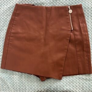 Zara Brown Mini Skirt with Zipper Detail